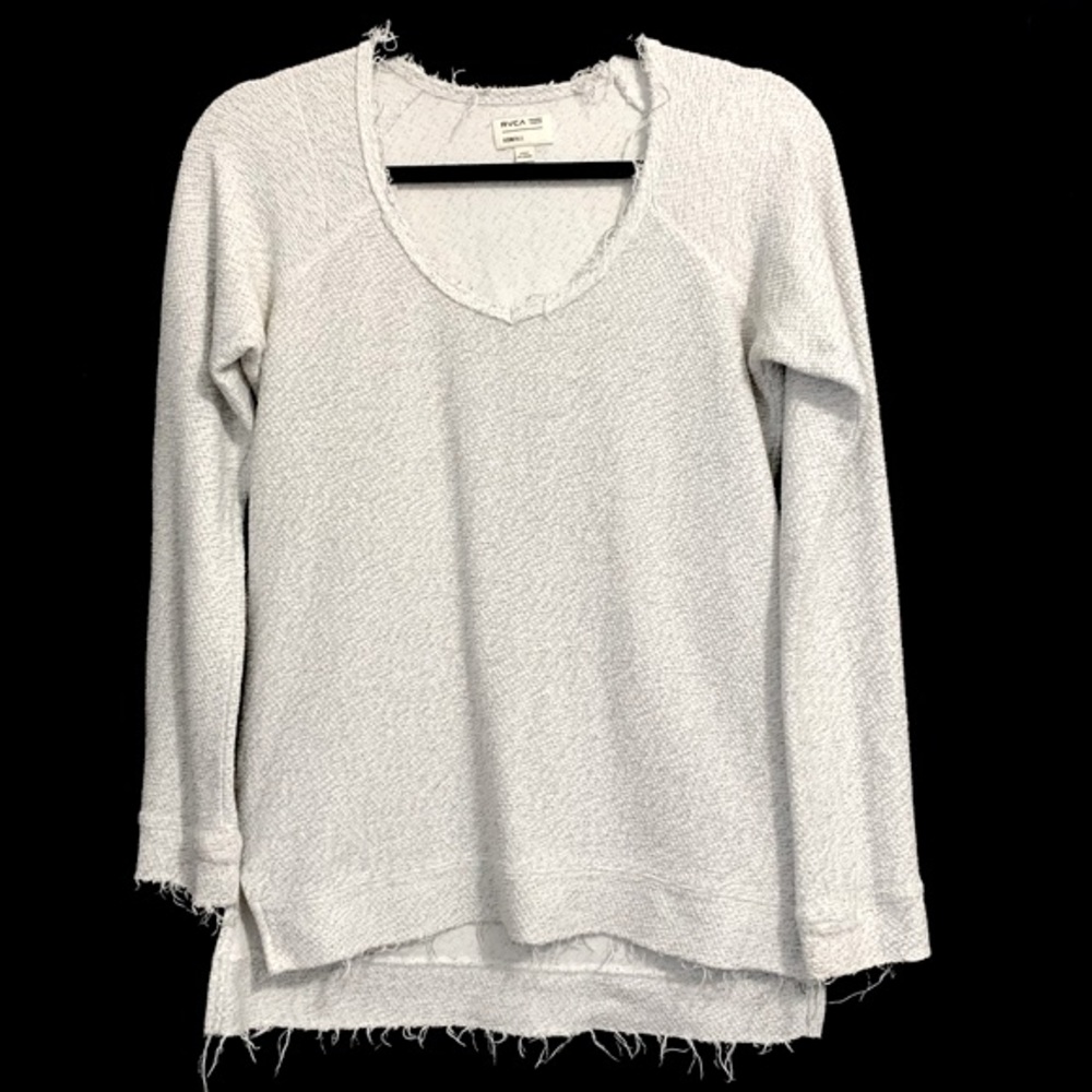 RVCA Texture Knit Frayed Edges Long Sleeves Sweatshirt